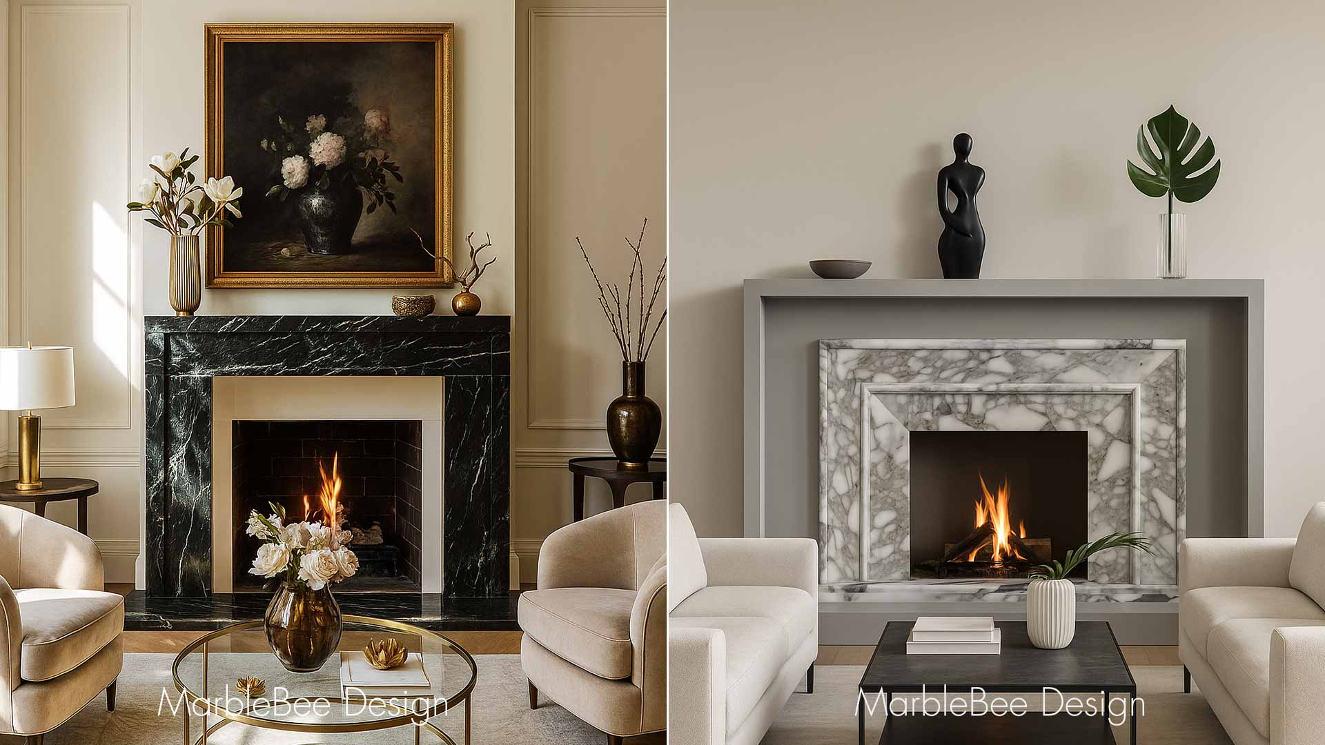 Marble Fireplace Ideas for Cozy Modern Farmhouse Homes – Marblebee, image size:1920x1080