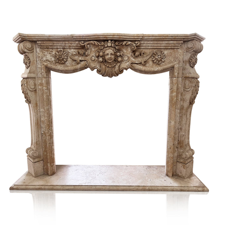 Light Brown Limestone Fireplace surround
