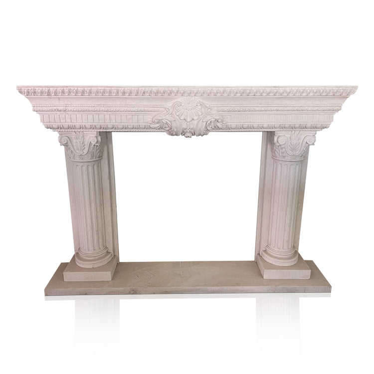 Moonlight Beige Limestone Fireplace