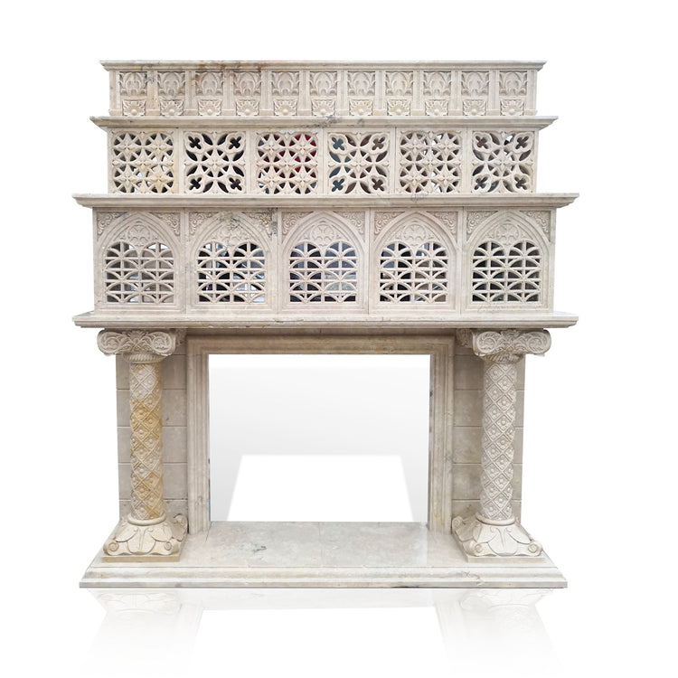 Large Travertine Fireplace Overmantel