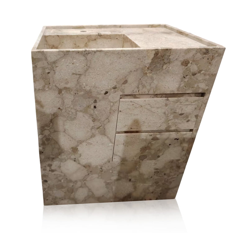 Freestanding Marble Vanity Sink With Drawer Breccia Oniciata