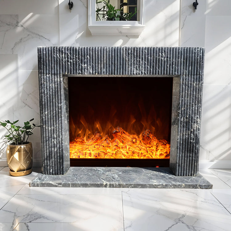 Black Marble fireplace modern fluted design