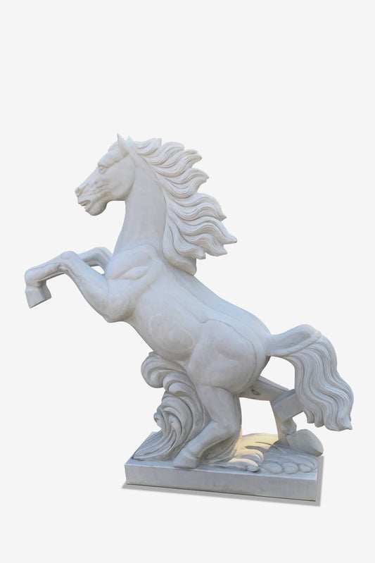 Horse Statue in White Marble