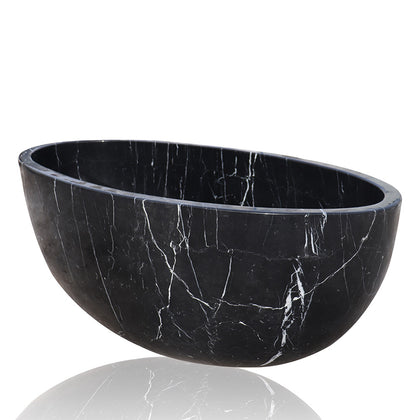Oval black marble tub