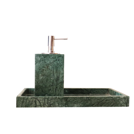 Green marble bathroom accessory tray
