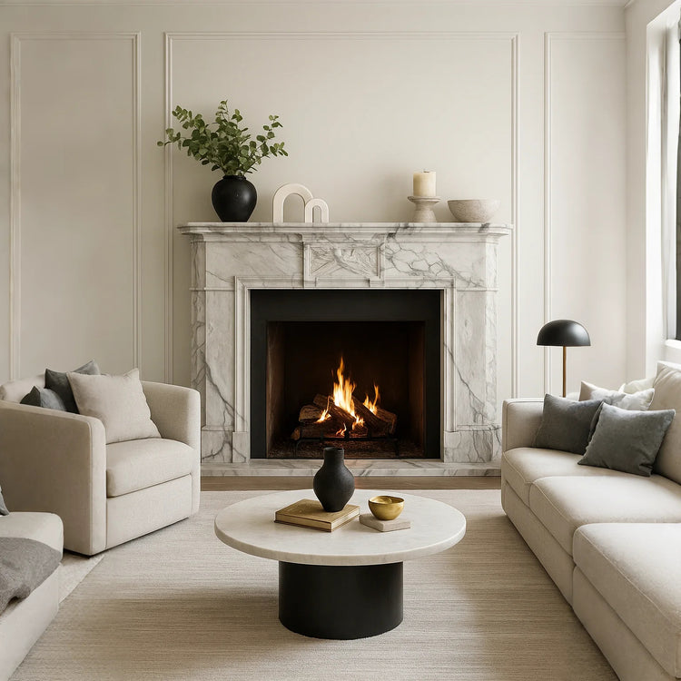 Arabescato White Marble Fireplace