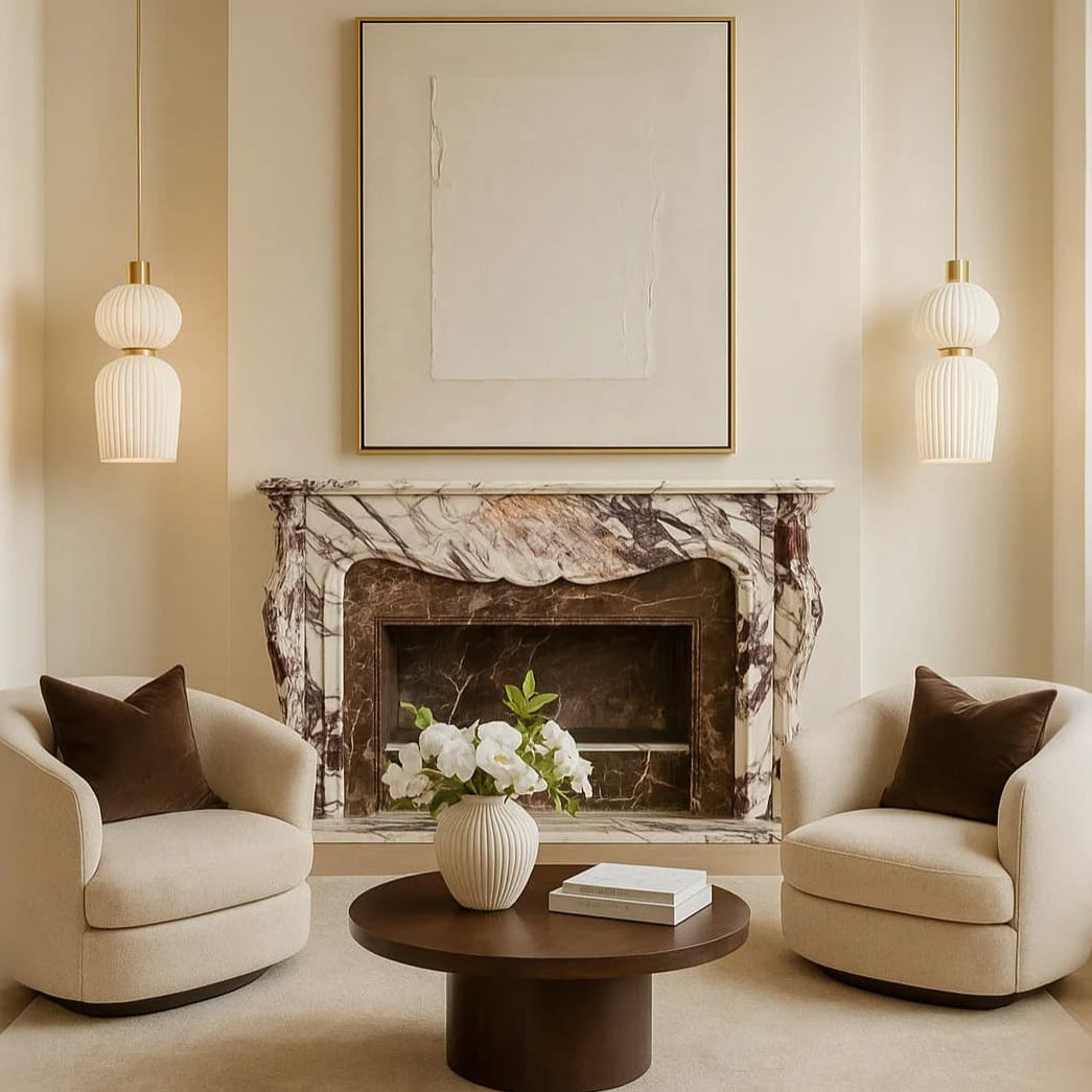 Marble fireplace mantel Calacatta Viola curvy Rococo style – Marblebee