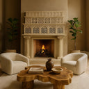 Large Travertine  Fireplace Overmantel