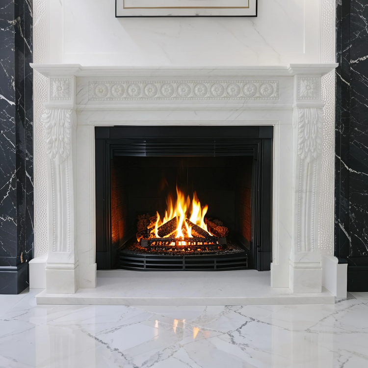 White Marble Fire Surround and Hearth