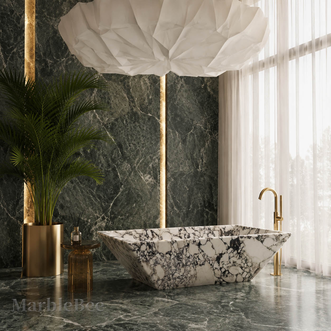 Freestanding marble tub | Honed Finish | Calacatta Monet – Marblebee