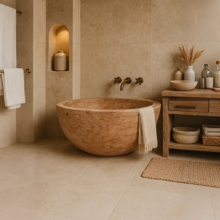 Travertine Bath - Marblebee Custom Tub
