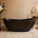 Black stone bathtub - Freestanding limestone double slipper tub