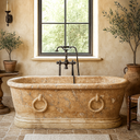 Custom Travertine Bath - Hand-carved Antique Style