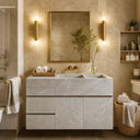 Marble vanity double sink countertop - Floating Grey Marble Vanity with Drawer