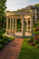 Pergola en pierre avec colonnes en marbre dorique