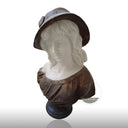 Elegant Marble Bust Sculpture of Charming woman in Hat