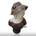 Elegant Marble Bust Sculpture of Charming woman in Hat