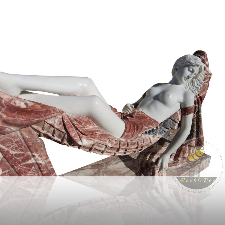 Outdoor Garden Statue of Nude Sleeping Lady