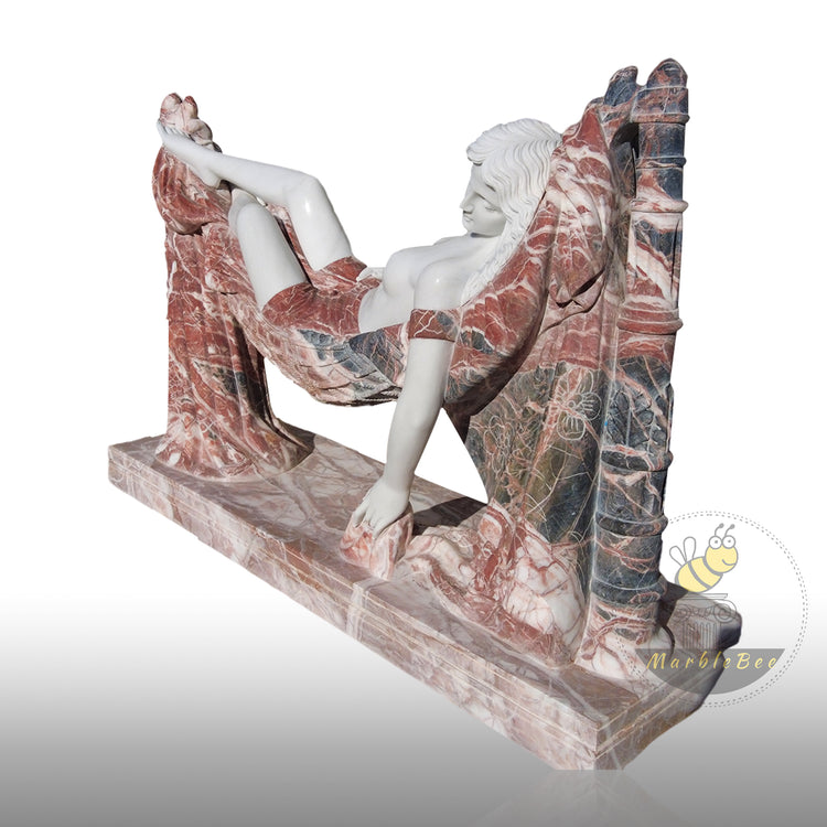 Outdoor Garden Statue of Nude Sleeping Lady