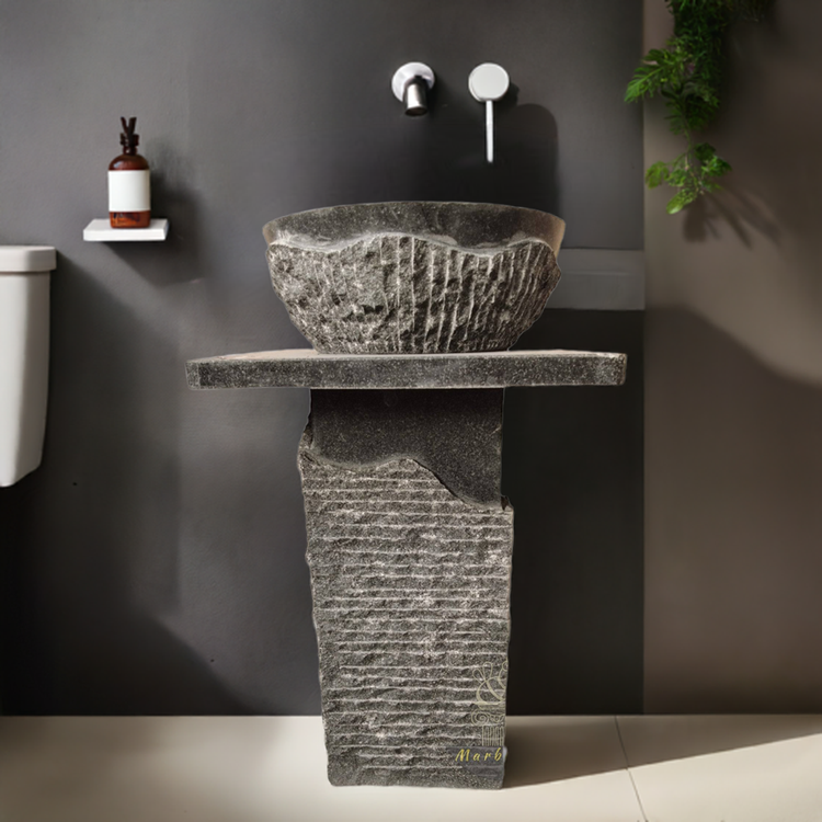 Marblebee Absolute Black Marble Pedestal