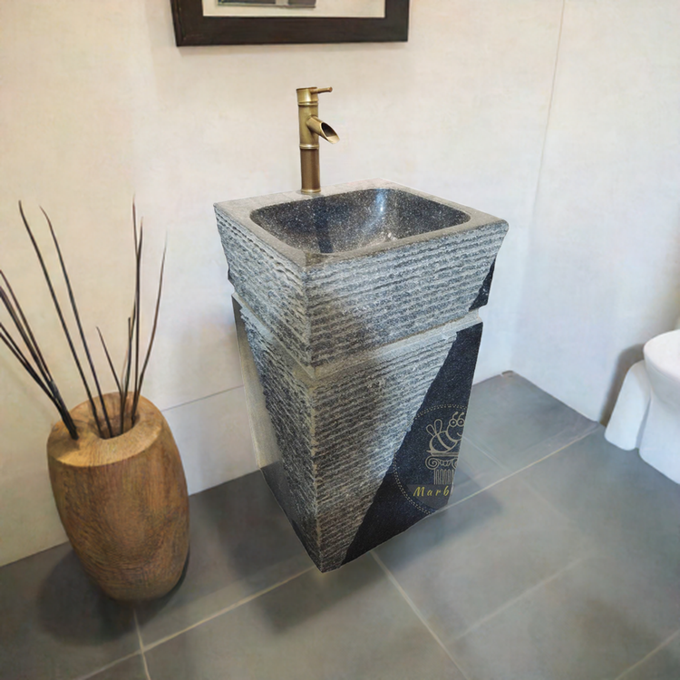 Marblebee Absolute Black large pedestal sink