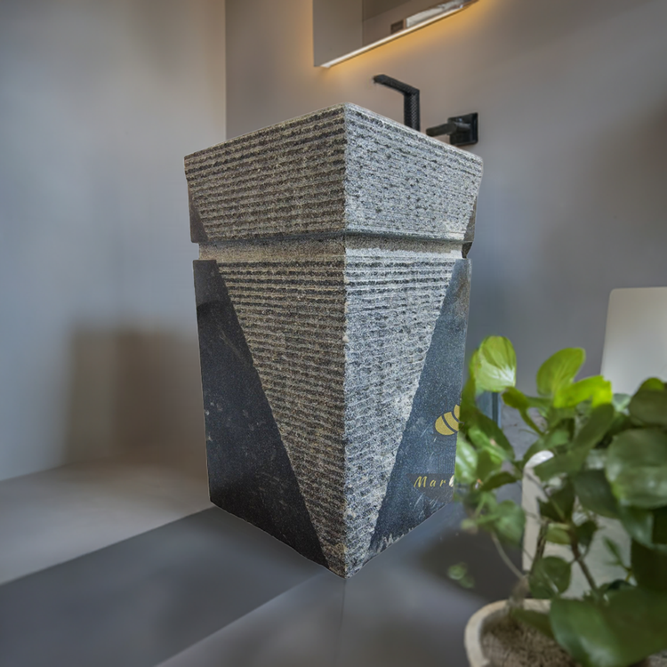 Marblebee Black Marble Petite Pedestal Sink