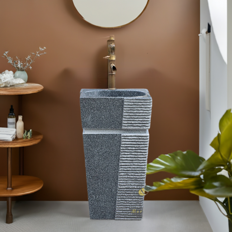 Marblebee Black Marble Sink Pedestal