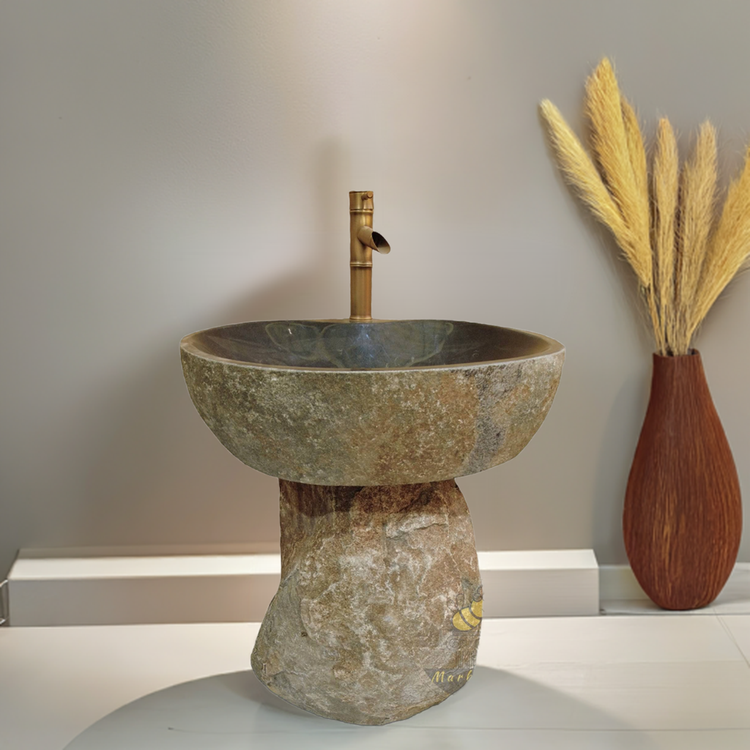 Marblebee Natural Stone pedestal basin sink