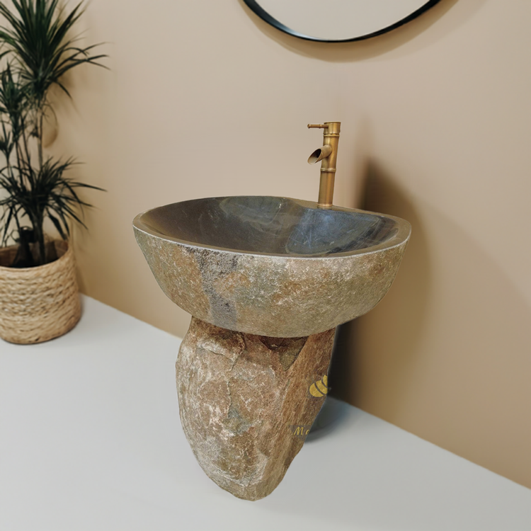 Marblebee Natural Stone pedestal basin sink