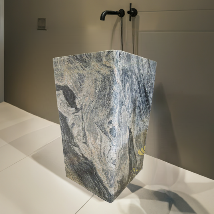 Marblebee Rectangular Matte Black Pedestal Sink