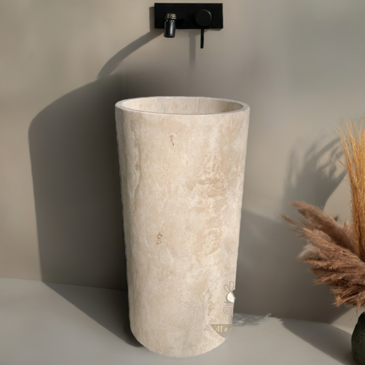 Marblebee Travertine Pedestal Sink