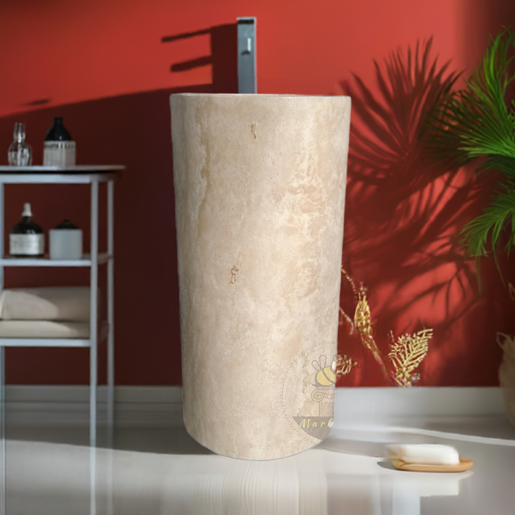 Marblebee Travertine Pedestal Sink