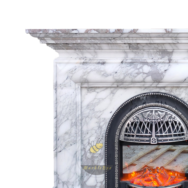 Tall Arabescato Marble Fireplace