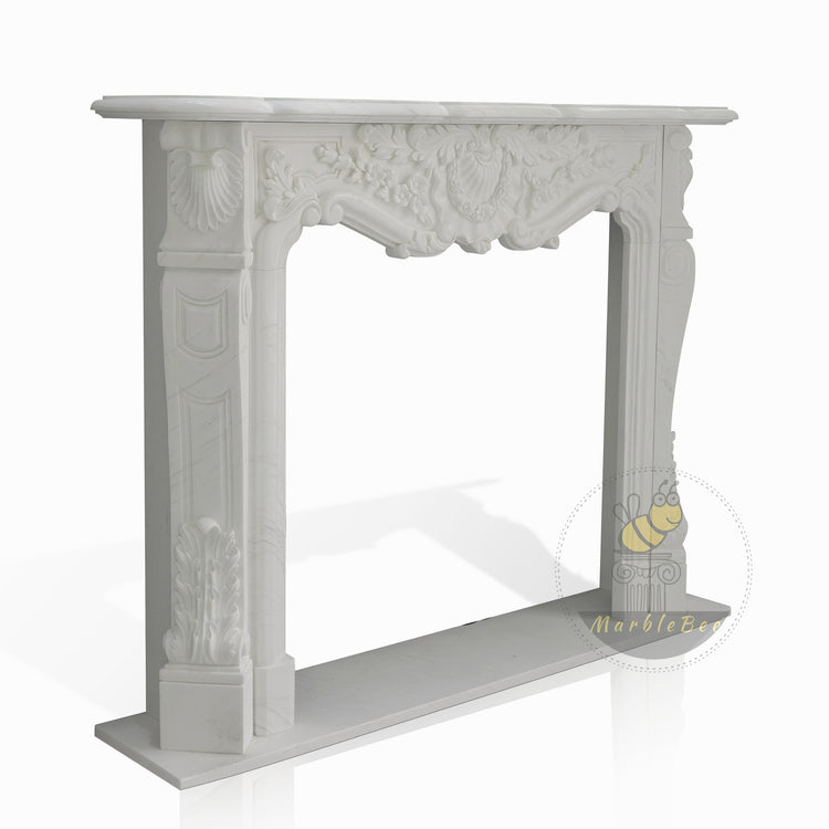 White Marble Gas Fireplace