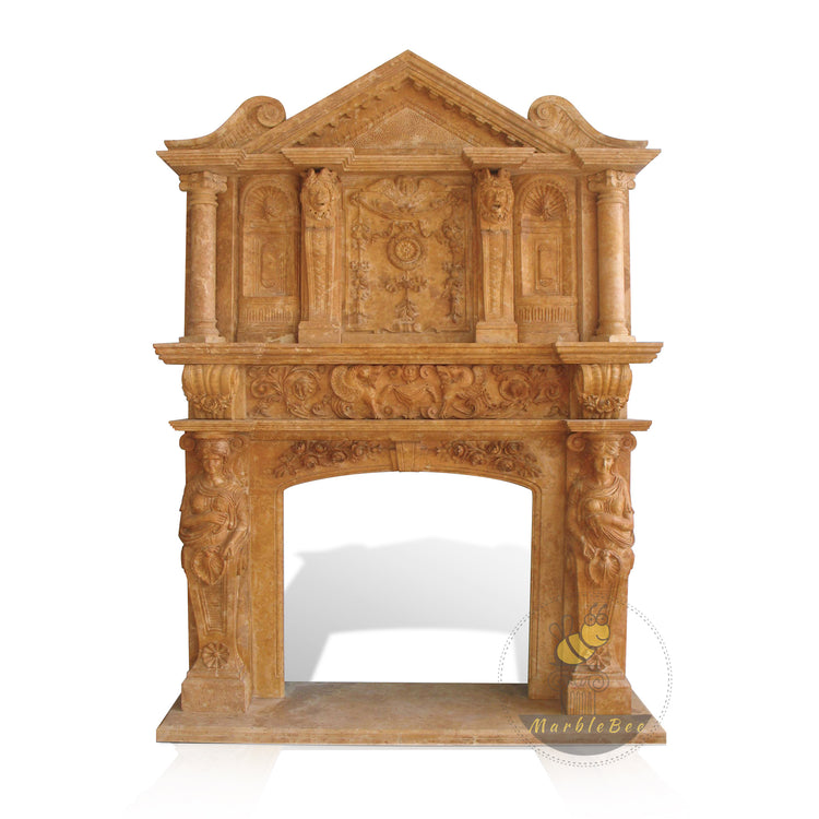 Custom Travertine Fireplace overmantel Surround