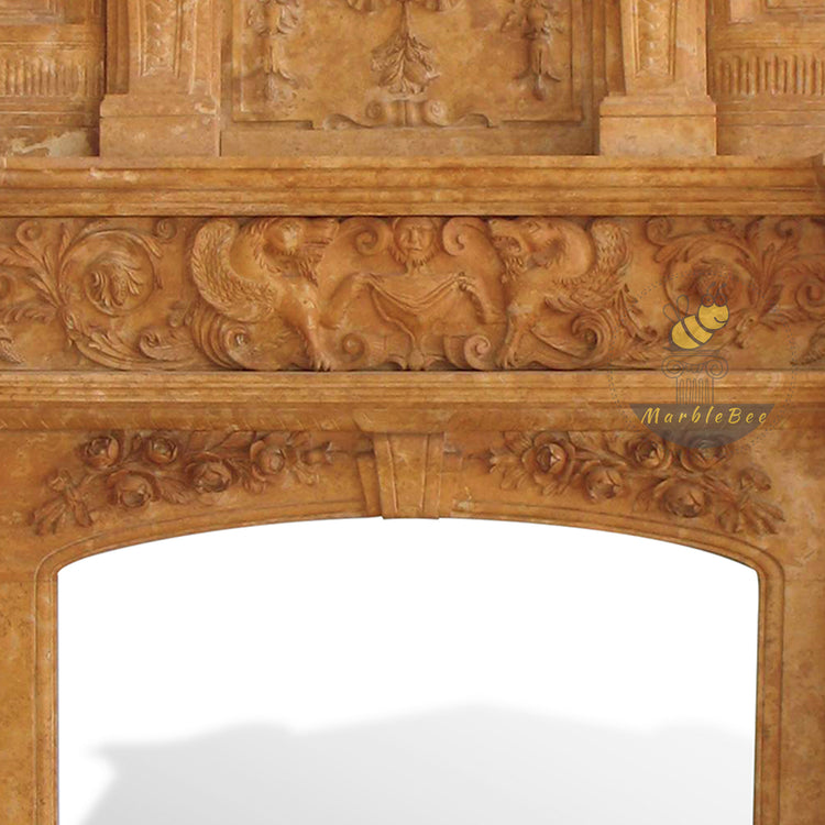 Custom Travertine Fireplace overmantel Surround
