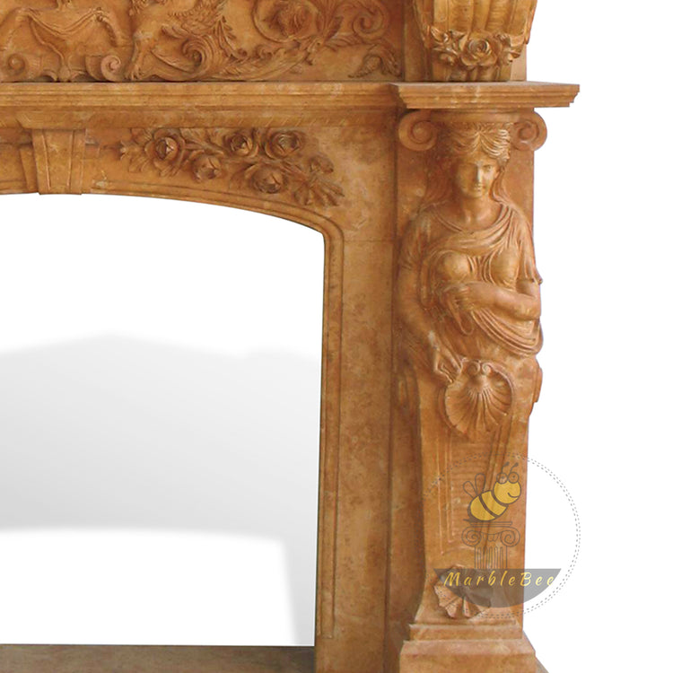 Custom Travertine Fireplace overmantel Surround