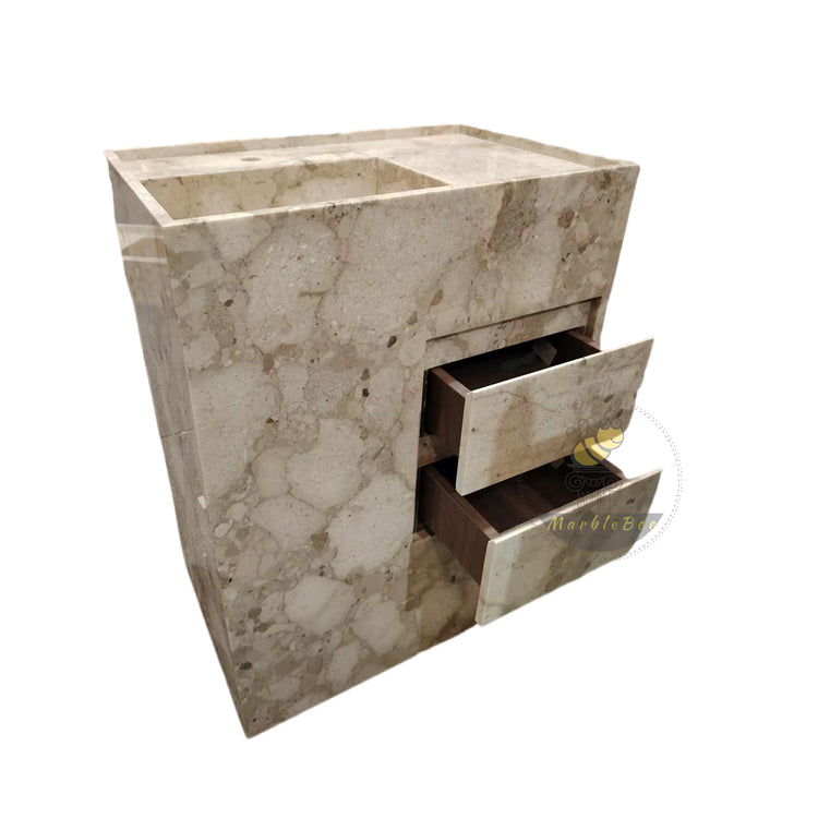 Freestanding Marble Vanity Sink With Drawer Breccia Oniciata