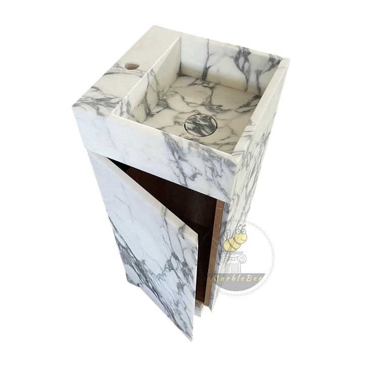 Marble Sink Freestanding Italy Arabescato Marble