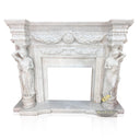 White Marble Fireplace Empire Style with Caryatid Sculptures