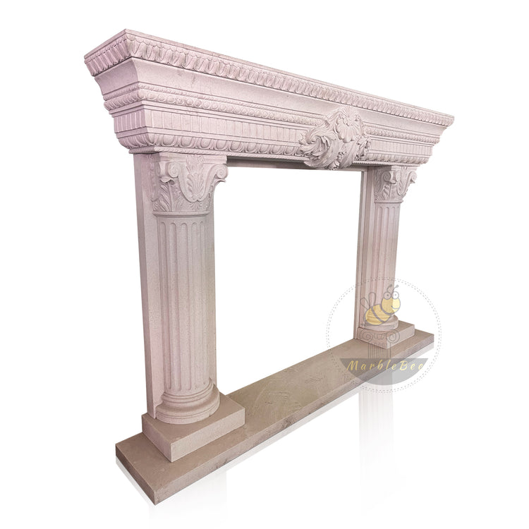 Moonlight Beige Limestone Fireplace