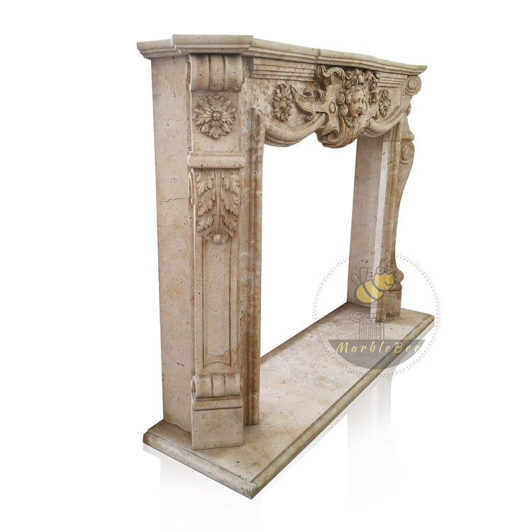 Light Brown Limestone Fireplace surround