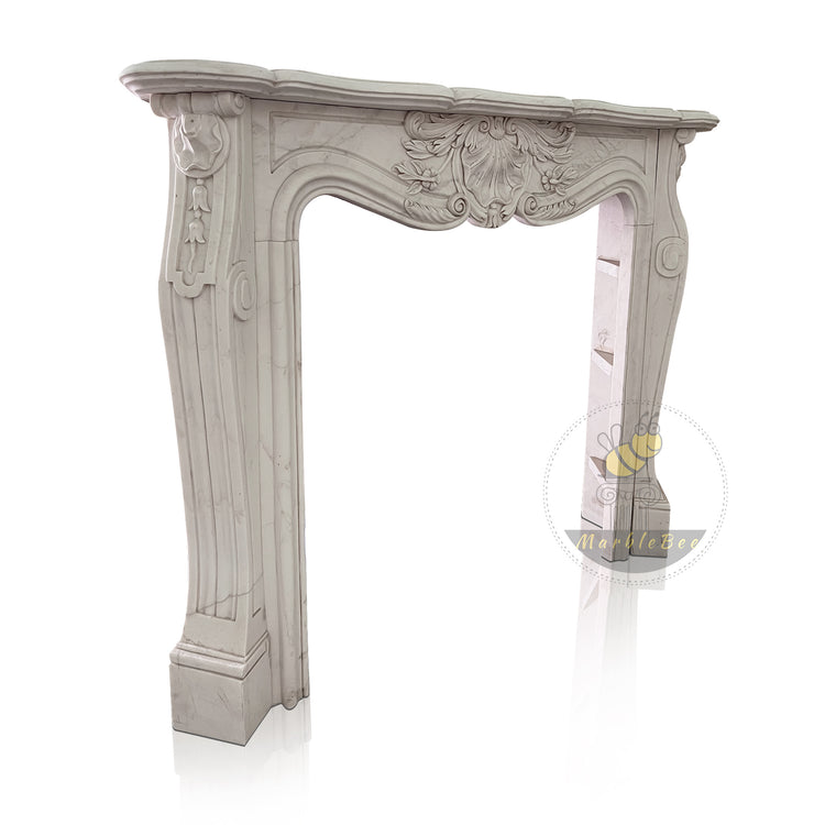 Li River White Stone Fireplace