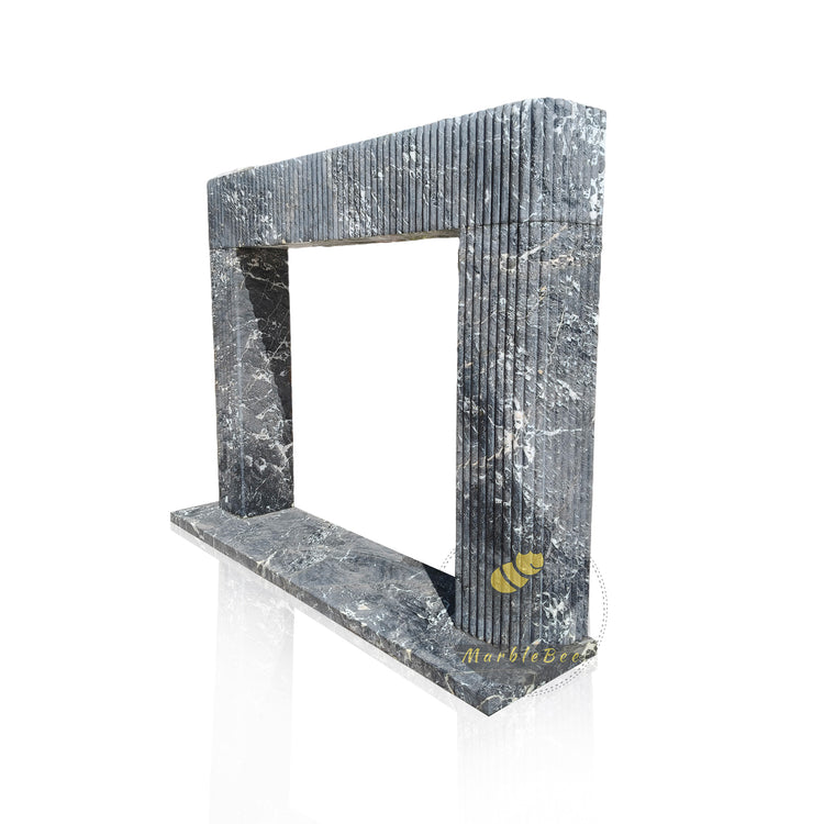 Black Marble fireplace modern fluted design