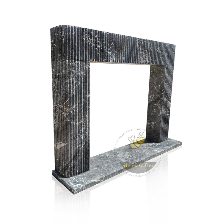 Black Marble fireplace modern fluted design