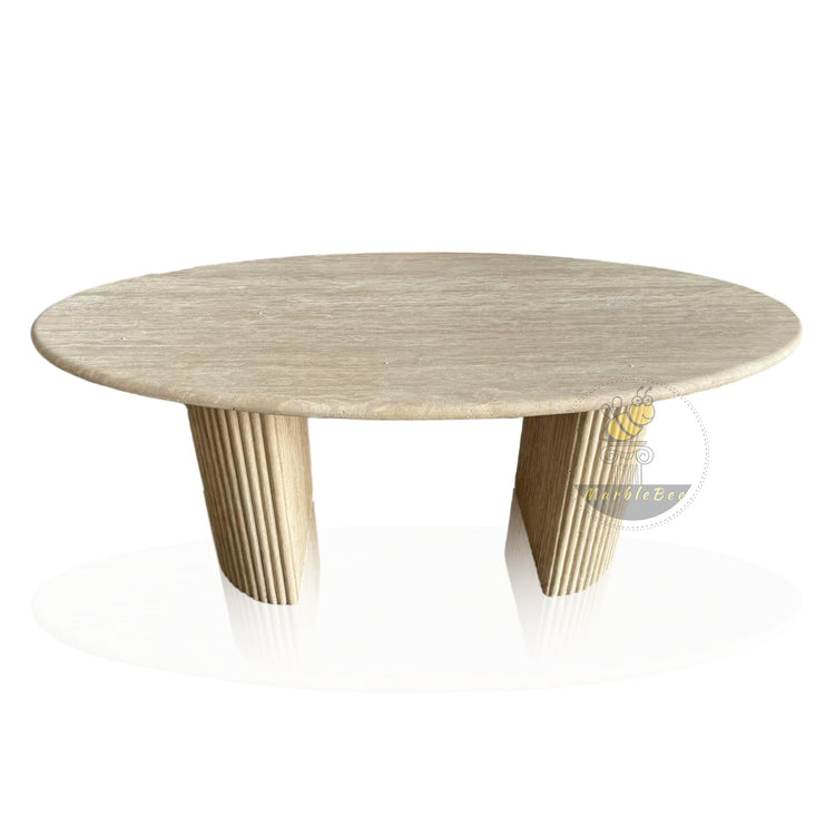Over Marble Dining Table Beige Travertine In Stock with Free Delivery