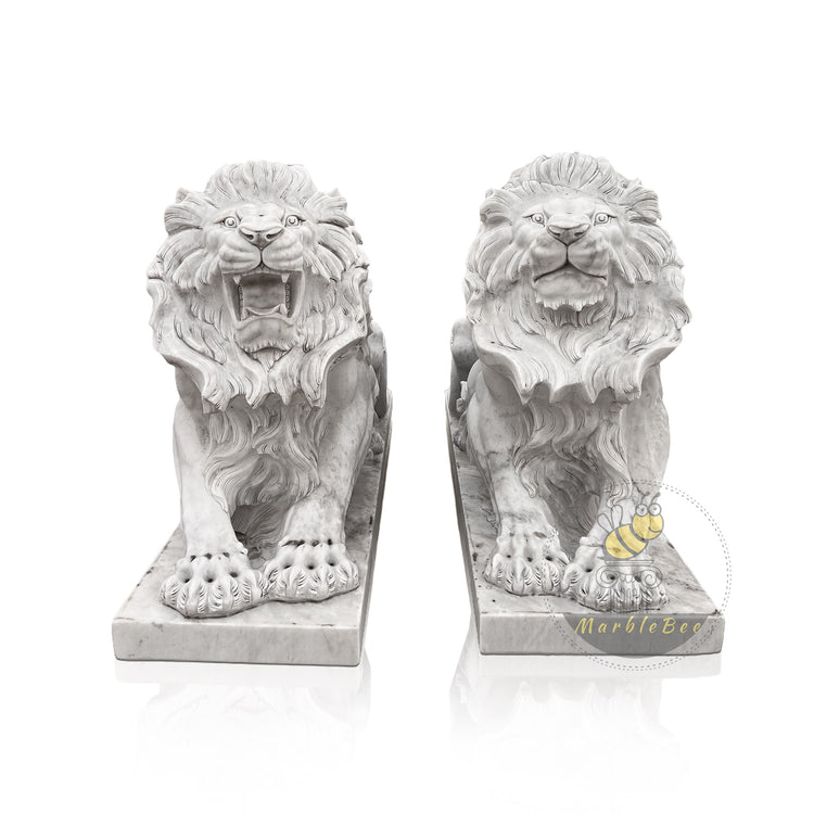 White Marble Large Lion Statues For Sale