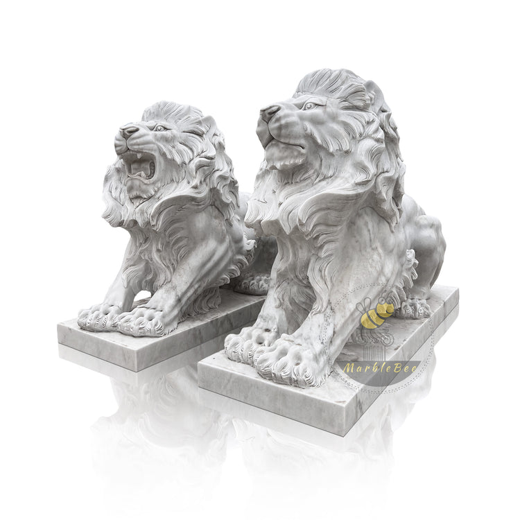 White Marble Large Lion Statues For Sale