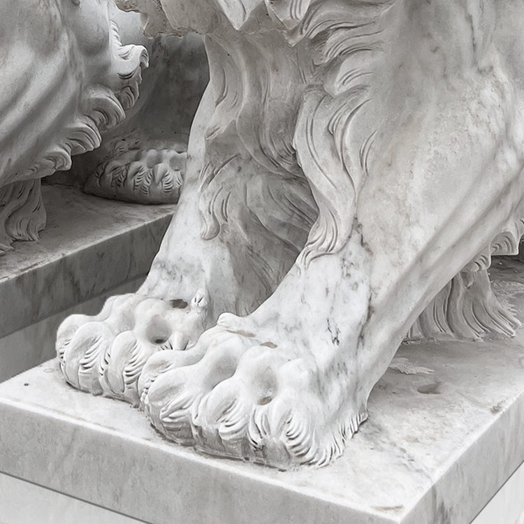 White Marble Large Lion Statues For Sale
