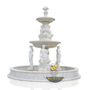 196" Tall Fountain Outdoor - 2 Tier Statuary Fountain made from White Marble